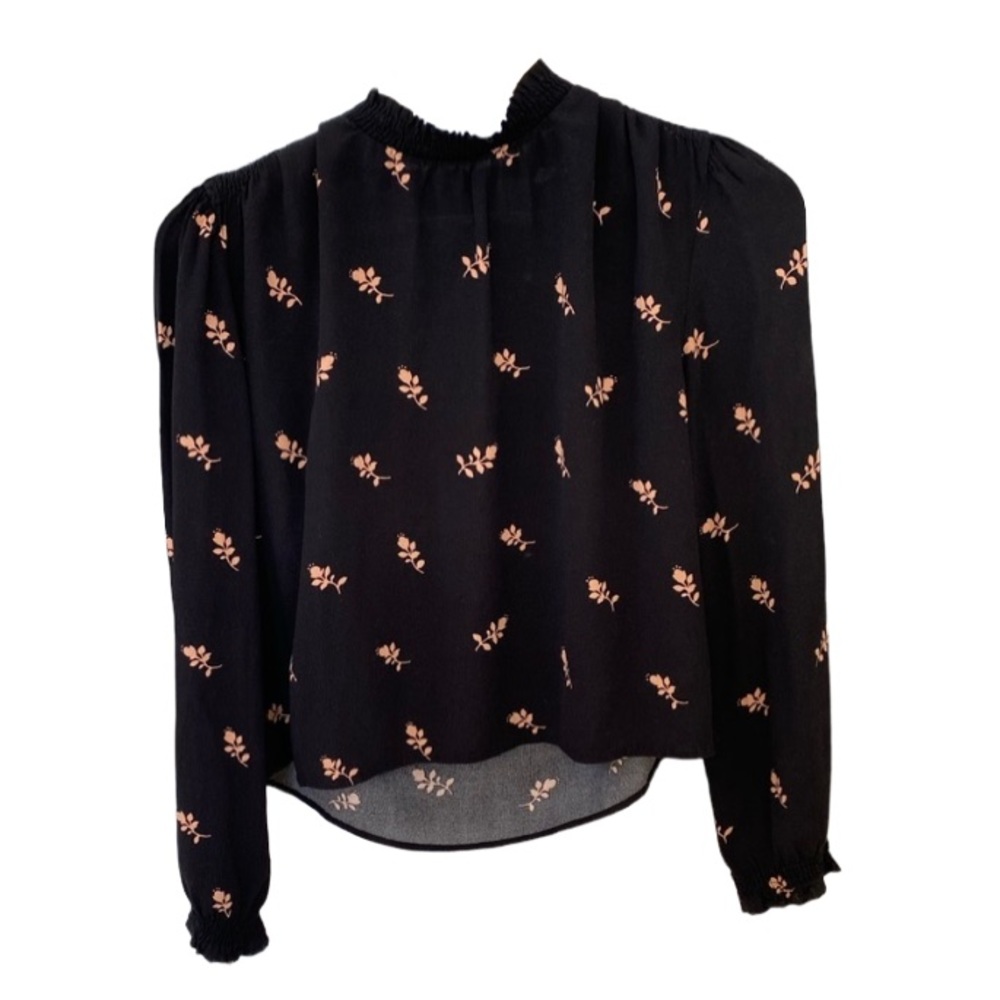 elodie black and pink floral blouse size s
